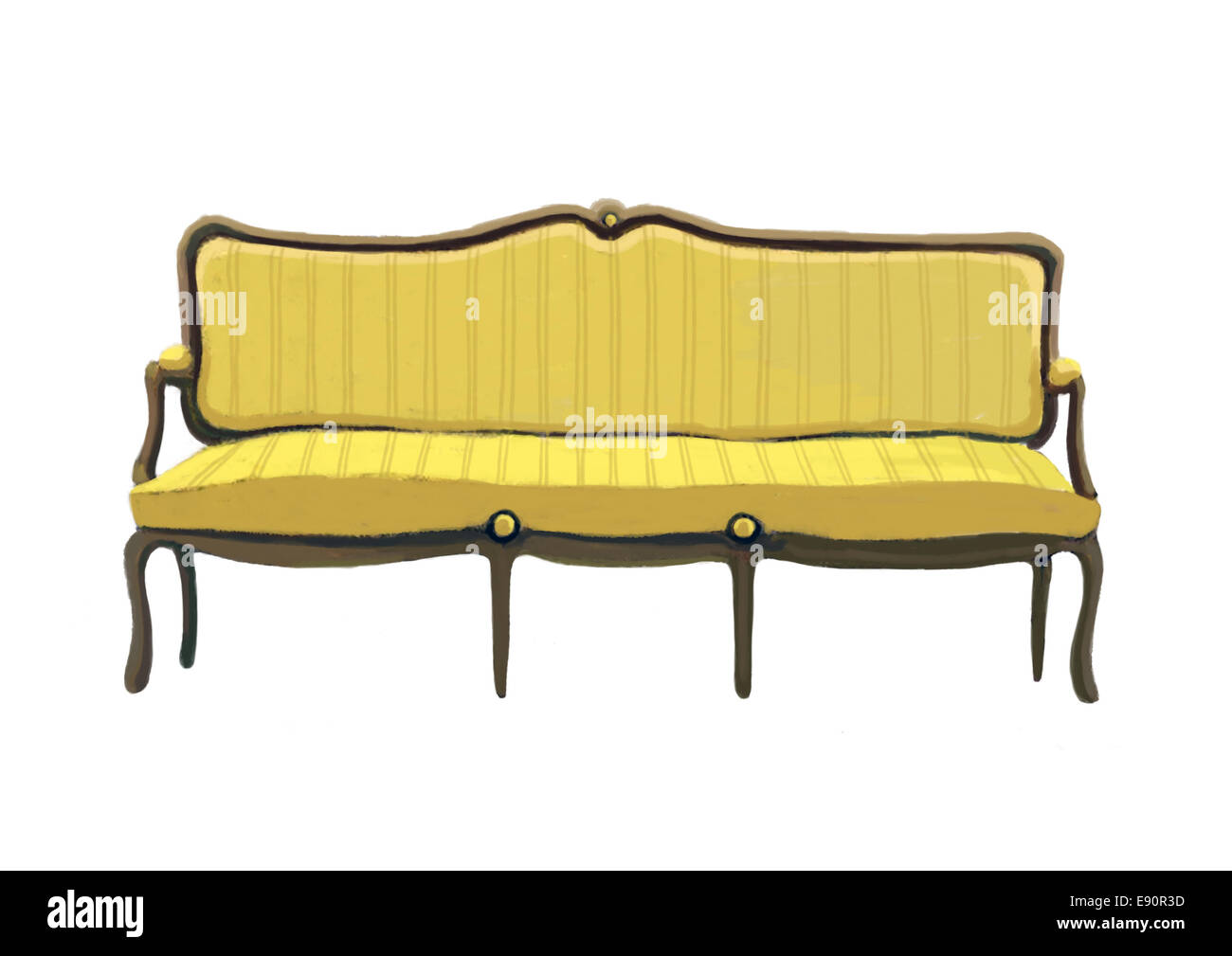 Illustrazione di un divano giallo Foto Stock