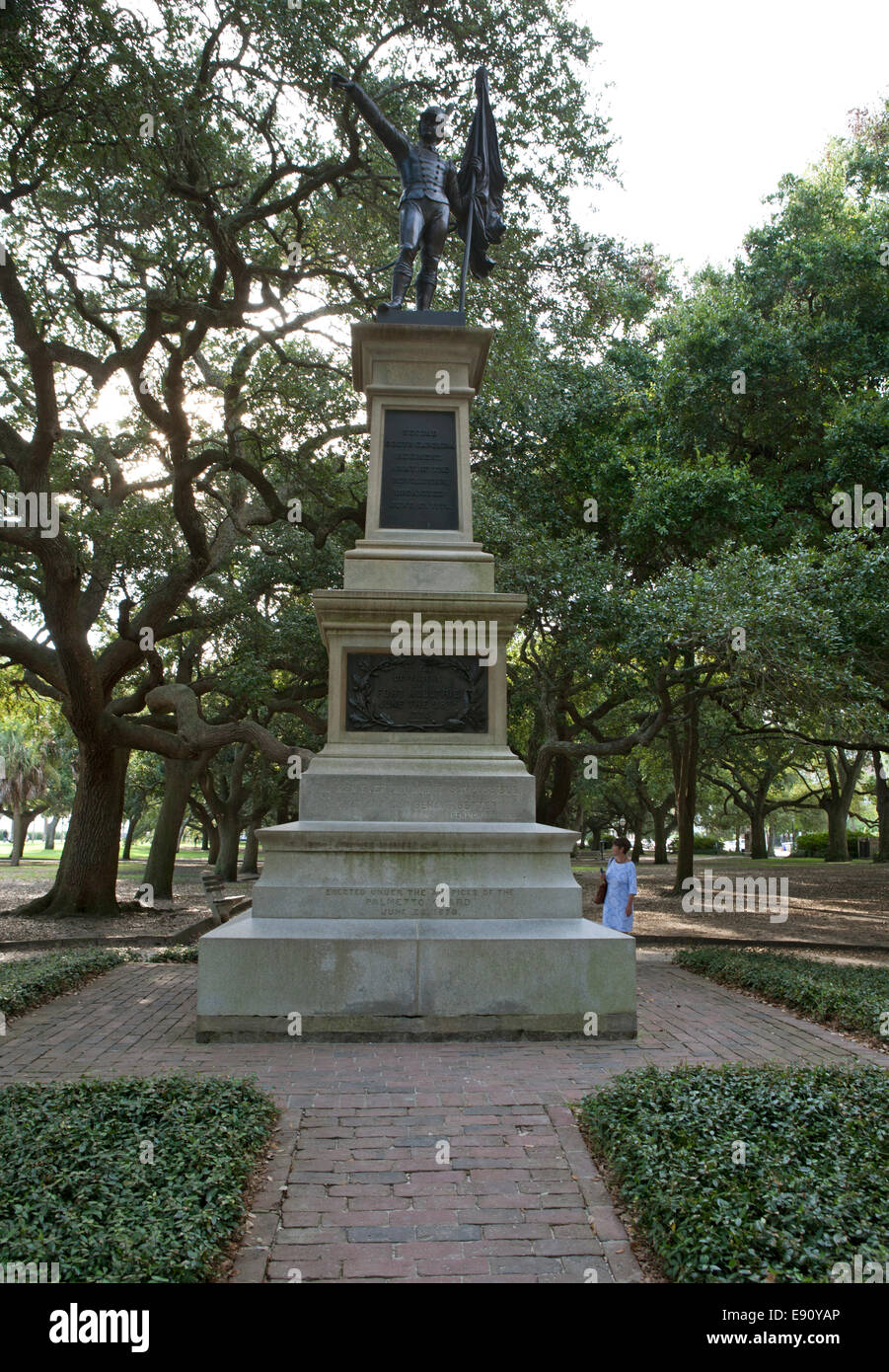 Il sergente Jasper Memorial nel punto di bianco di giardini in Charleston, Carolina del Sud. Foto Stock