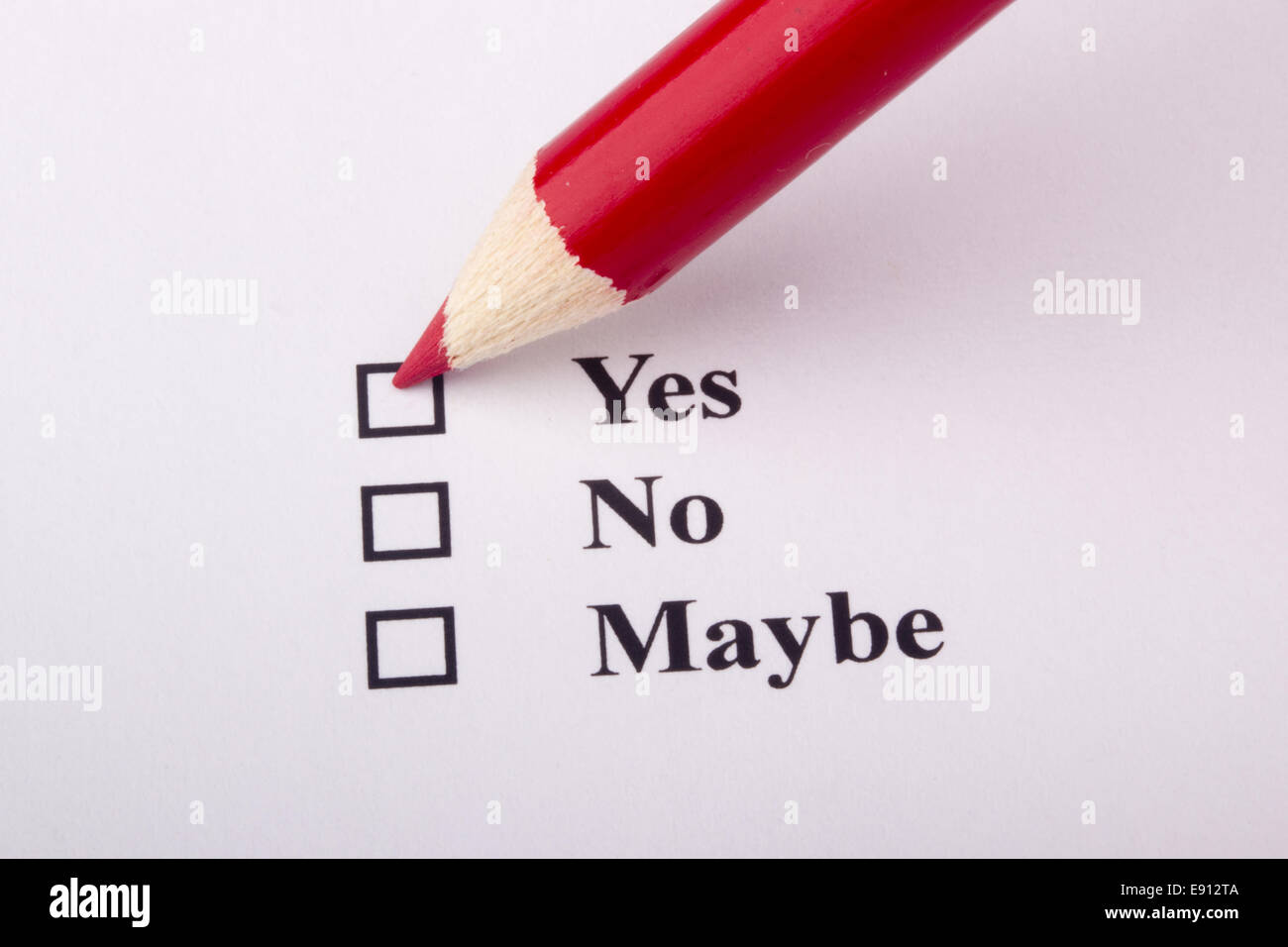 Controllo Sì Foto Stock