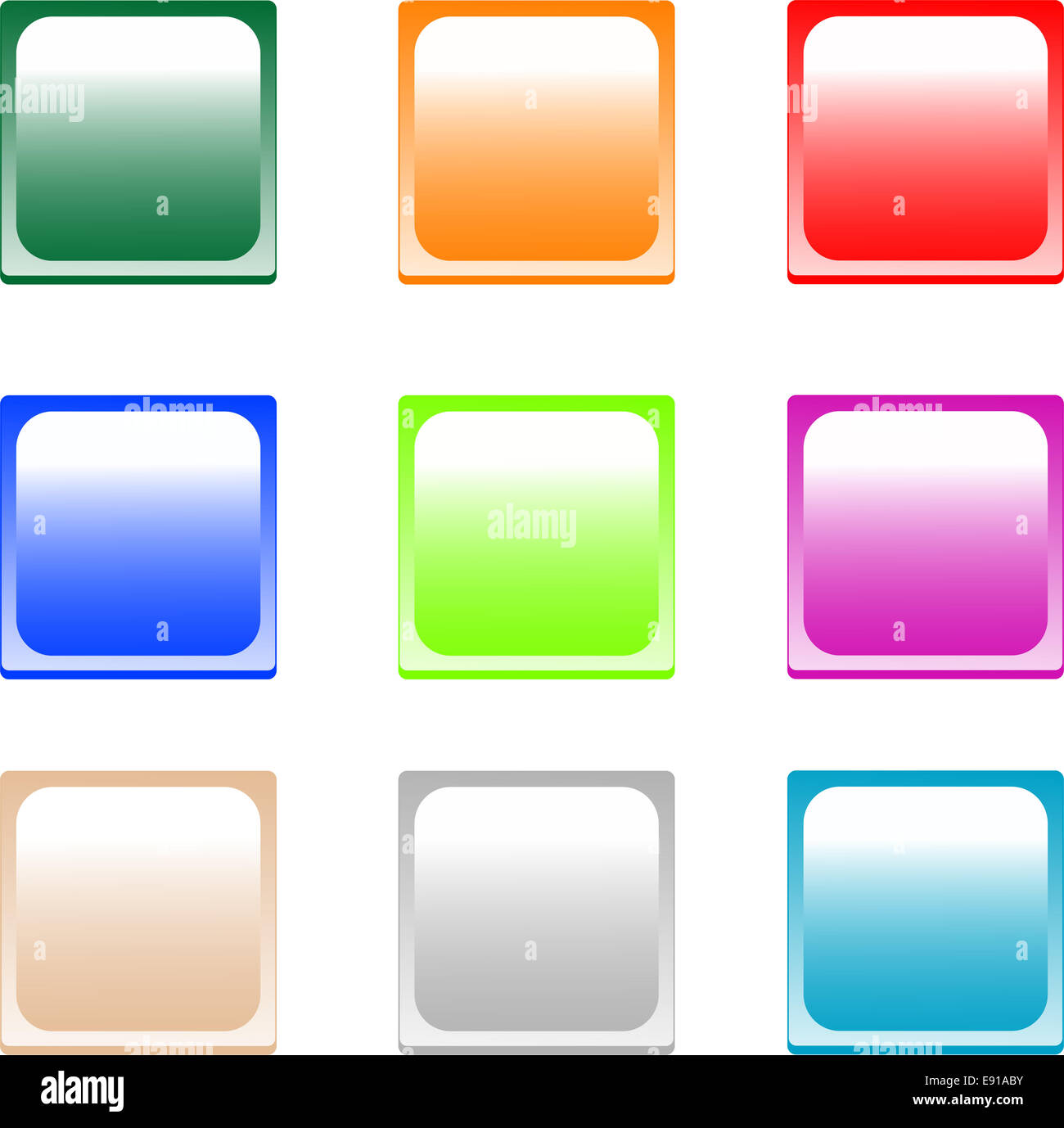 Vuoto colorato pulsante lucido Foto Stock