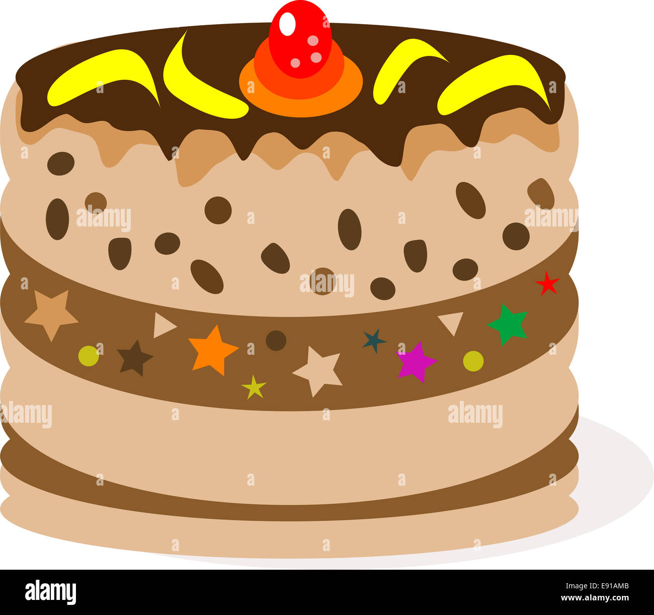 Festeggiamenti di torta al cioccolato con banane Foto Stock