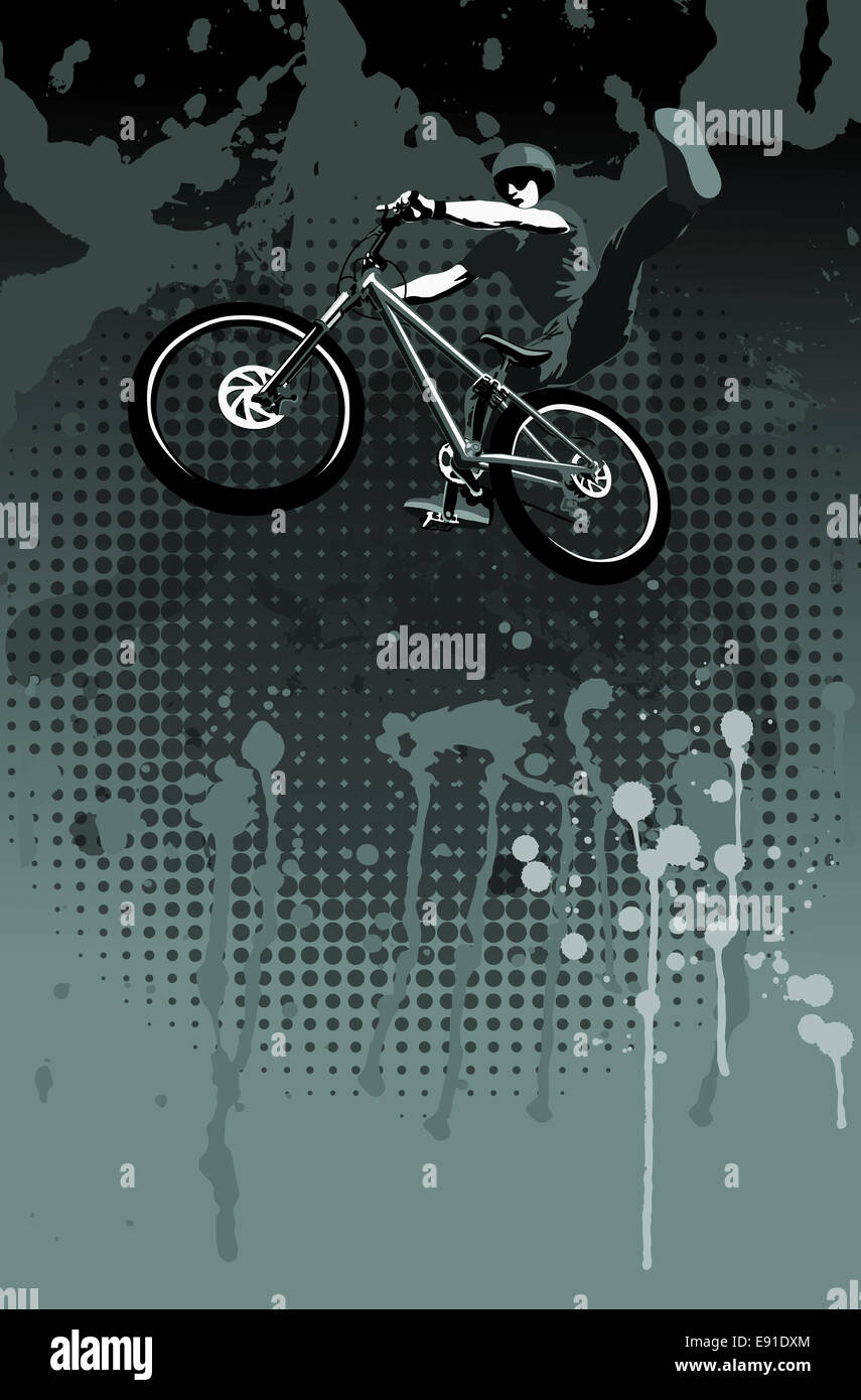 Jumping biker, illustrazione Foto Stock