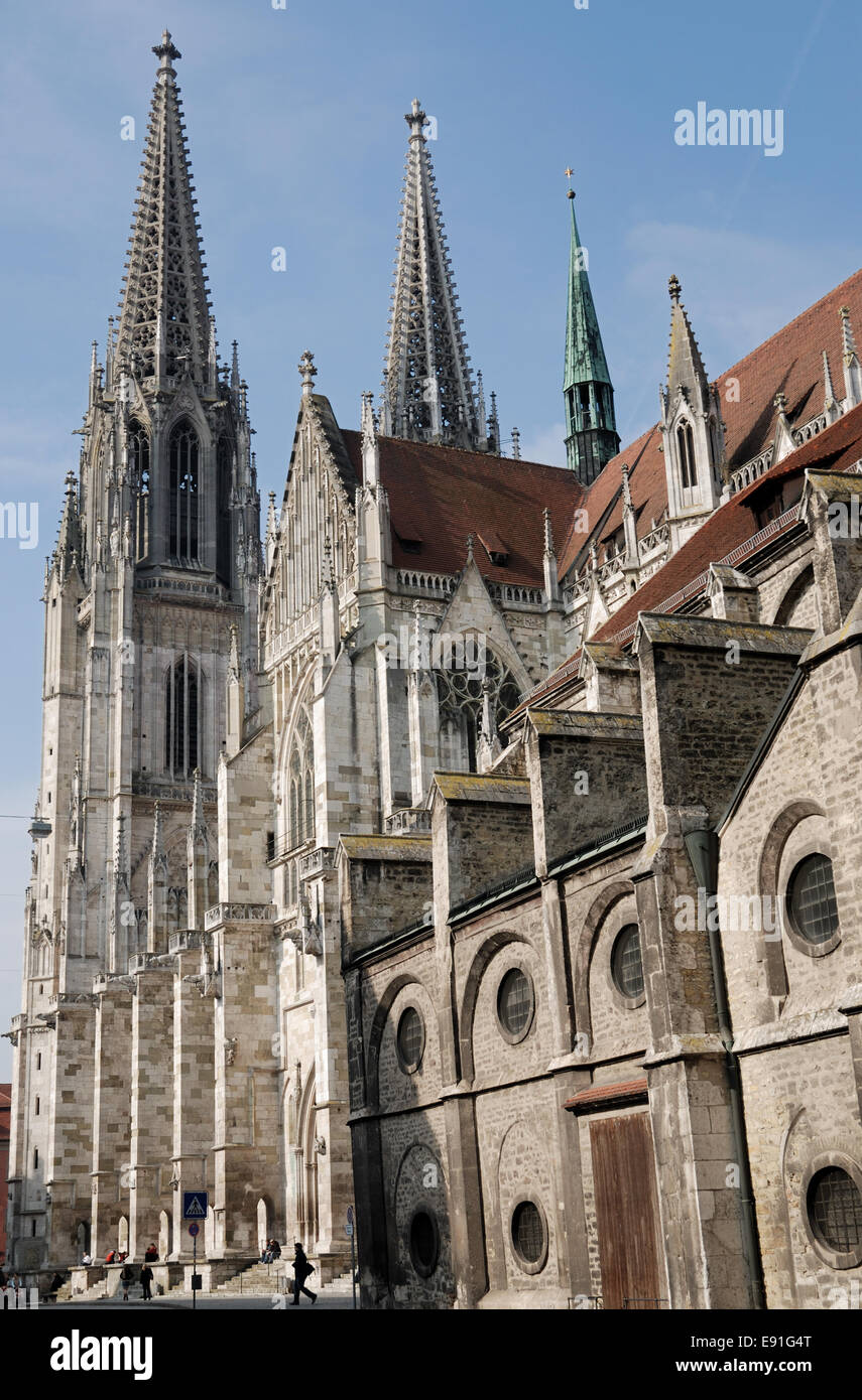Cattedrale di Regensburg Foto Stock