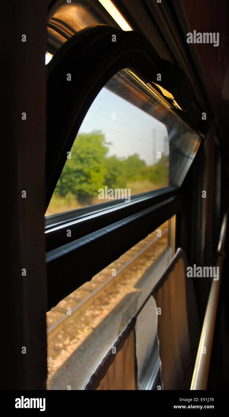 Treno finestra del carro Foto Stock