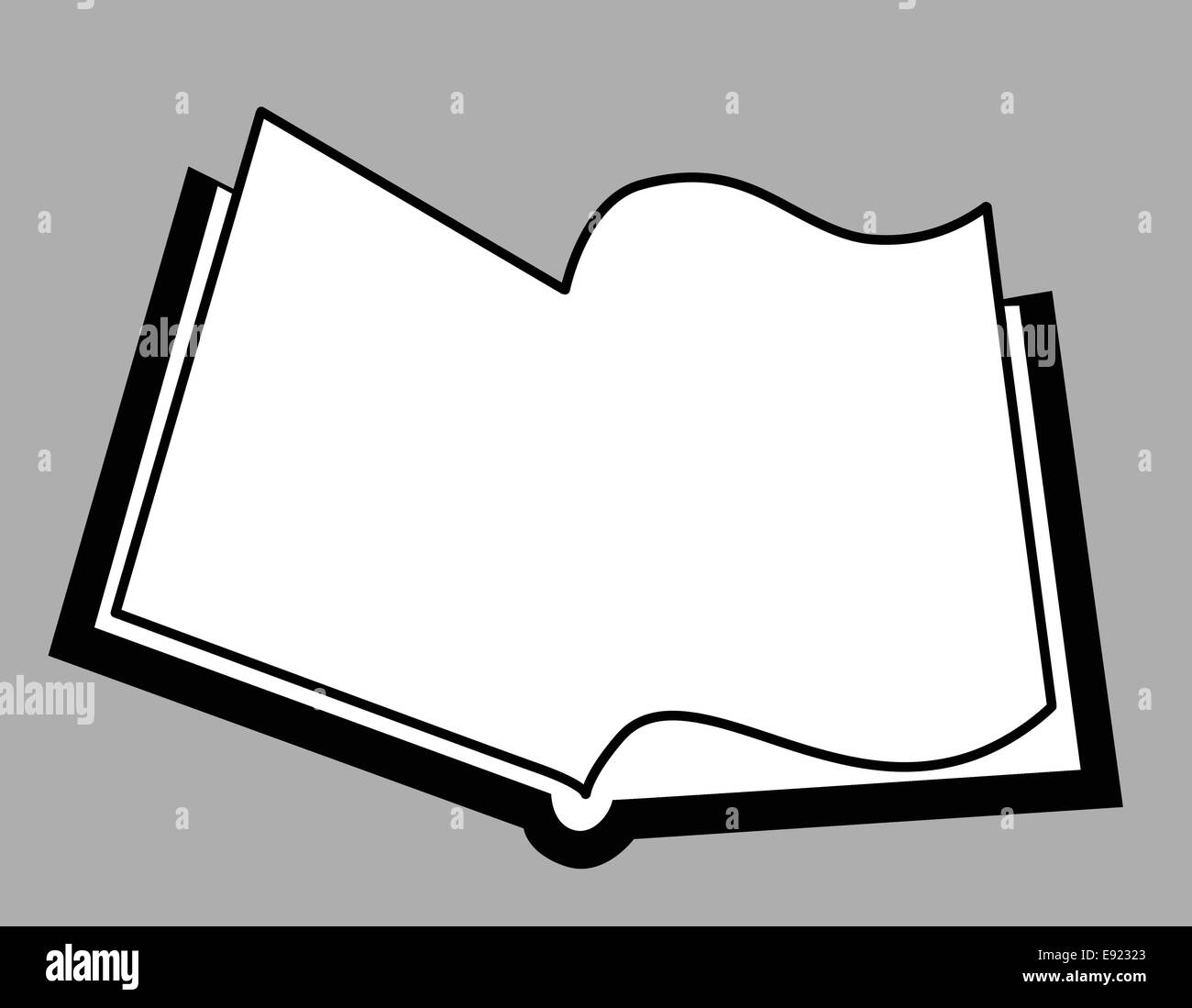 Apertura di libro silhouette su uno sfondo grigio Foto Stock