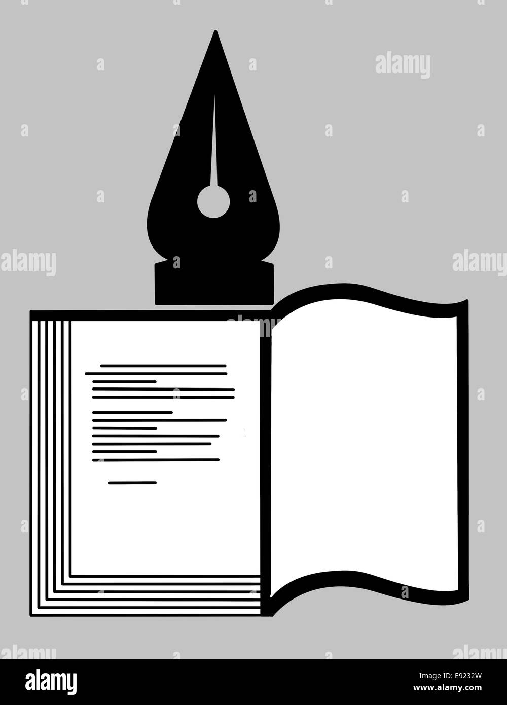 Prenota silhouette su uno sfondo grigio Foto Stock