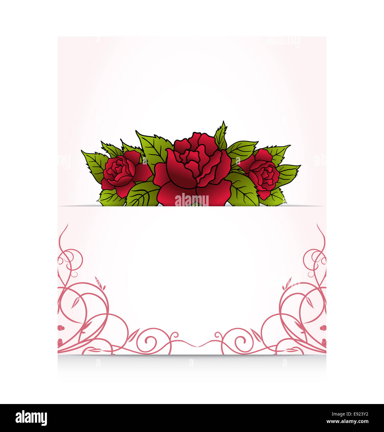 Lettera romantica con bouquet di rose Foto Stock
