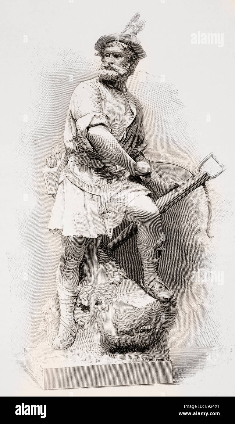 Guglielmo Tell, un eroe folk provenienti dalla Svizzera, dopo la statua di Marius Jean Antonin Mercié. Foto Stock