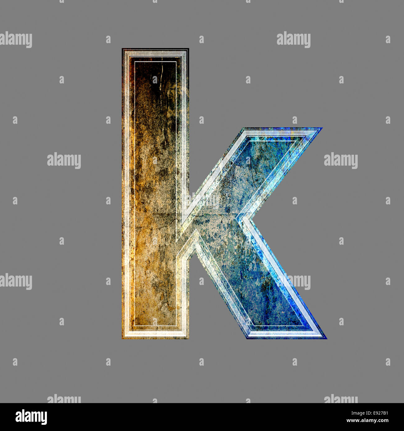 Grunge 3d lettera isolata su sfondo grigio - k Foto Stock