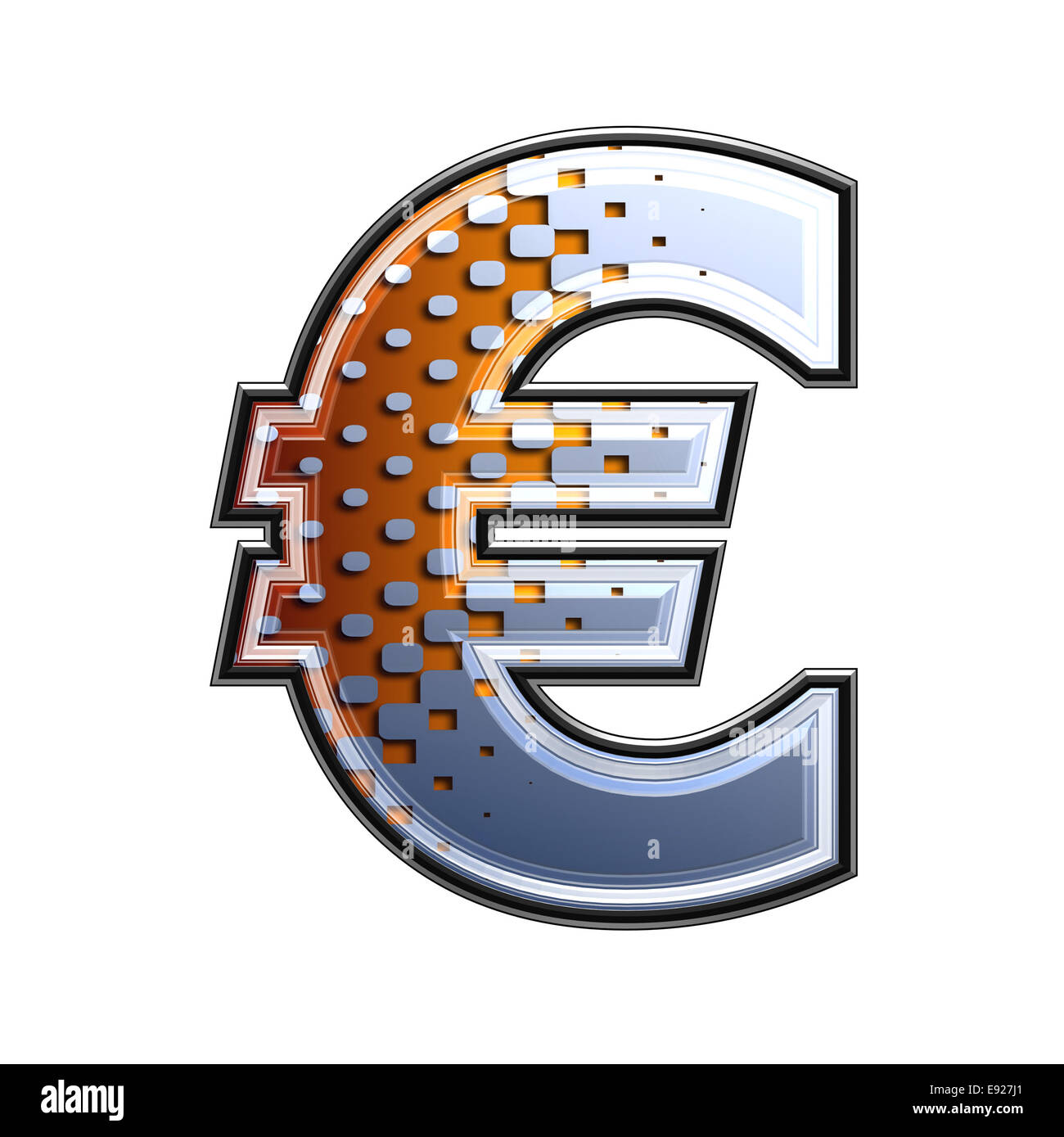 I mezzitoni 3d simbolo della valuta - Euro Foto Stock