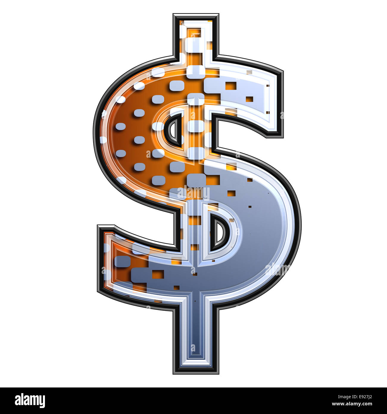 I mezzitoni 3d simbolo della valuta - Dollaro Foto Stock