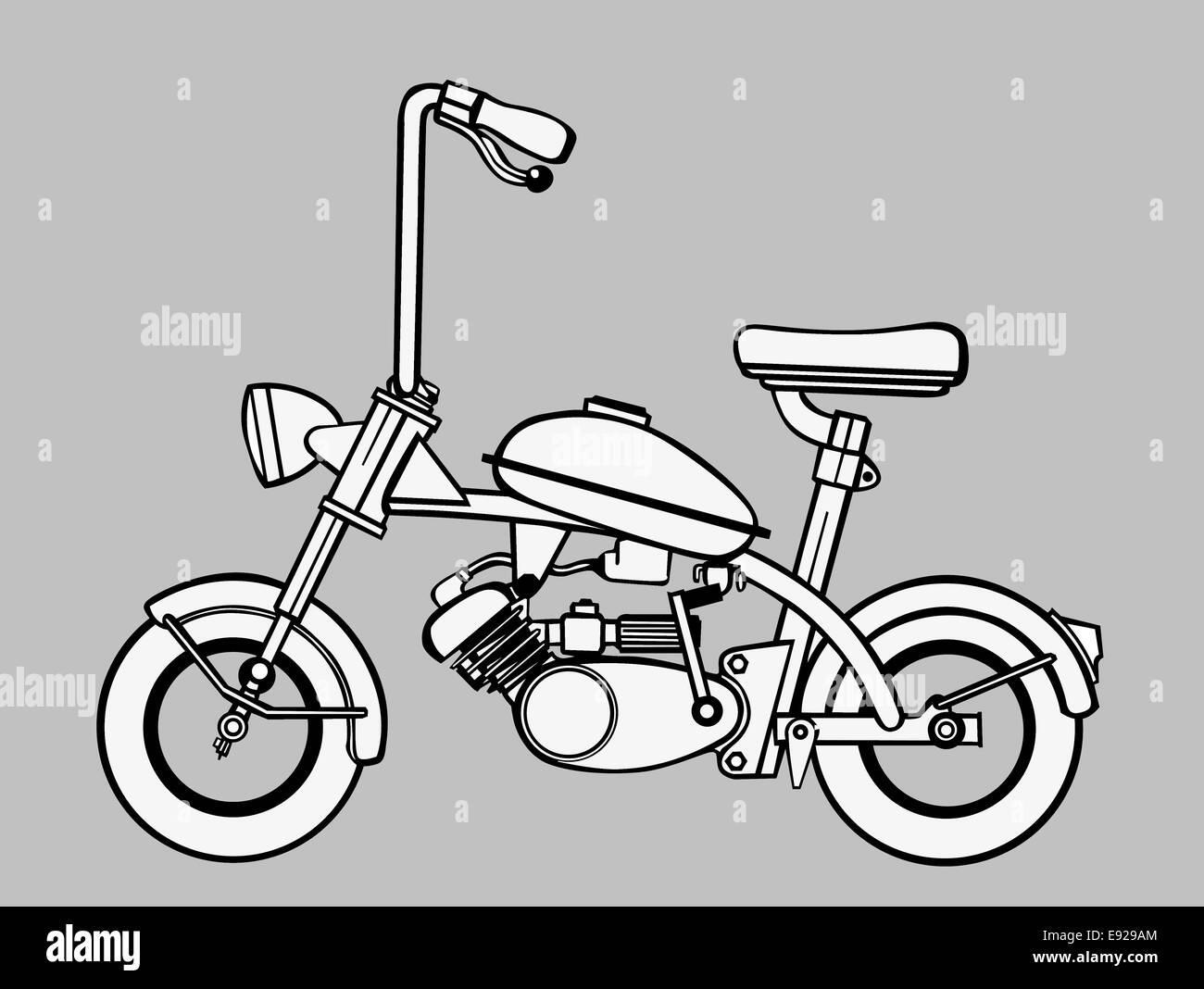 Silhouette ciclomotore su sfondo grigio Foto Stock