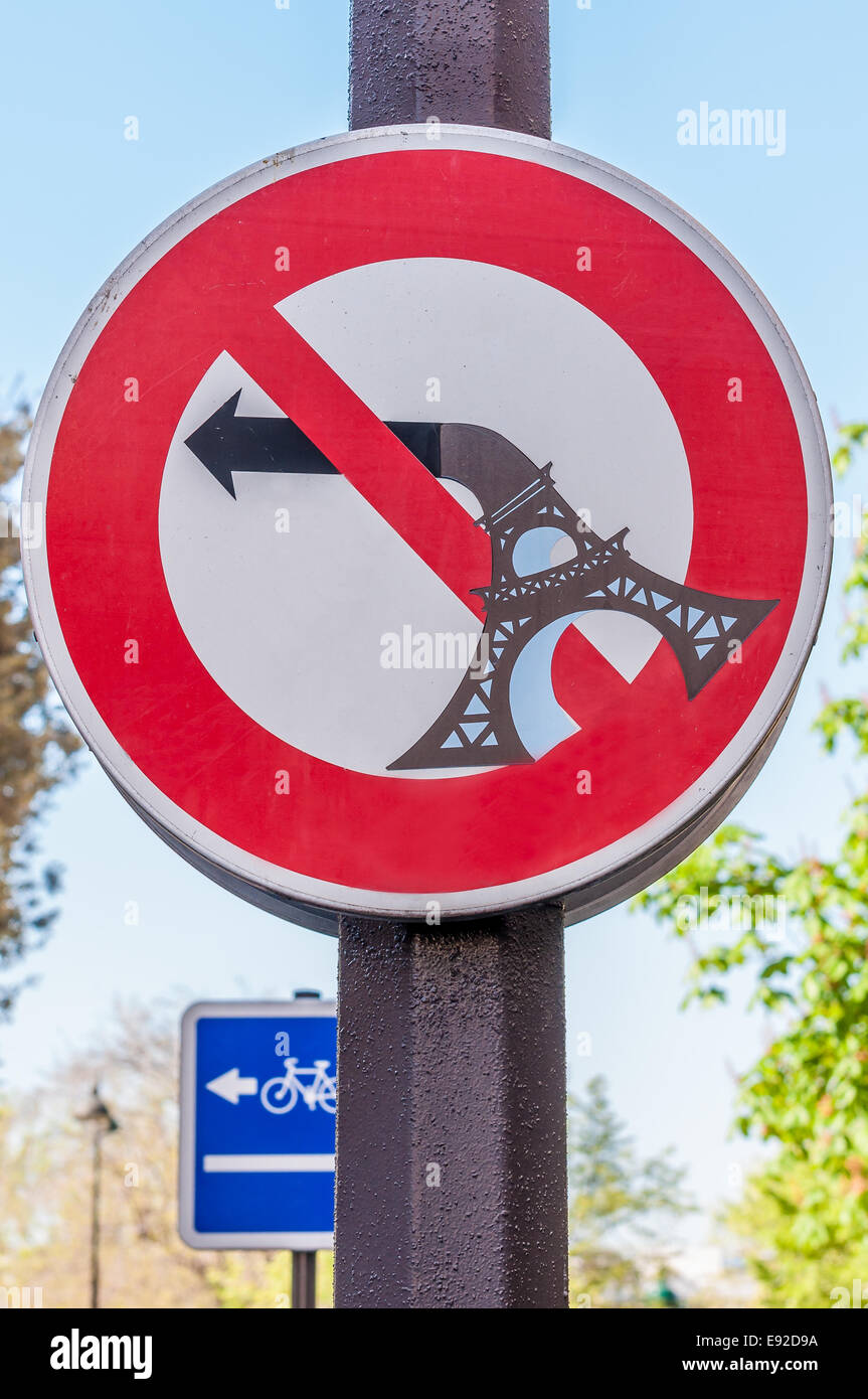 Una torre Eiffel segno. Foto Stock