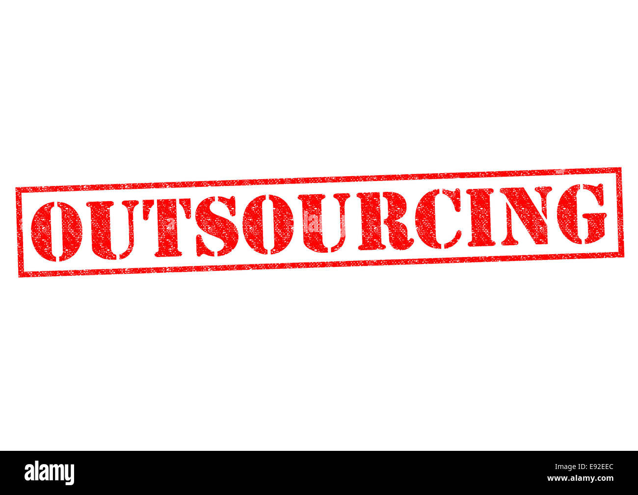 Rosso di outsourcing timbro di gomma su uno sfondo bianco. Foto Stock Rosso di outsourcing timbro di gomma su uno sfondo bianco. Foto Stock