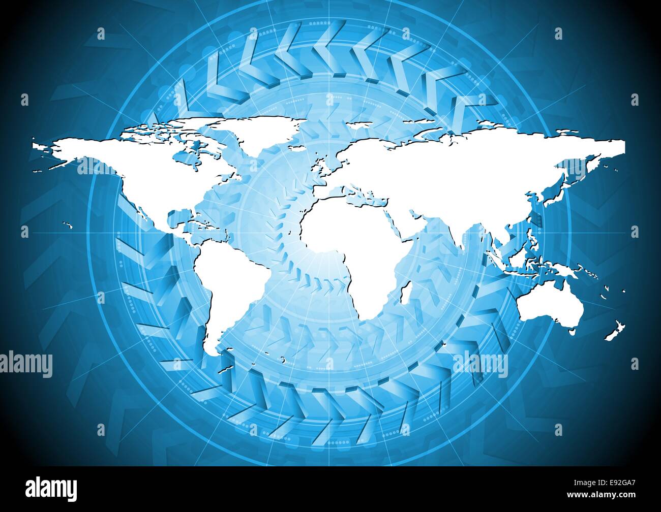 Disegno tecnico con mappa del mondo. Eps 10 Foto Stock Disegno tecnico con mappa del mondo. Eps 10 Foto Stock