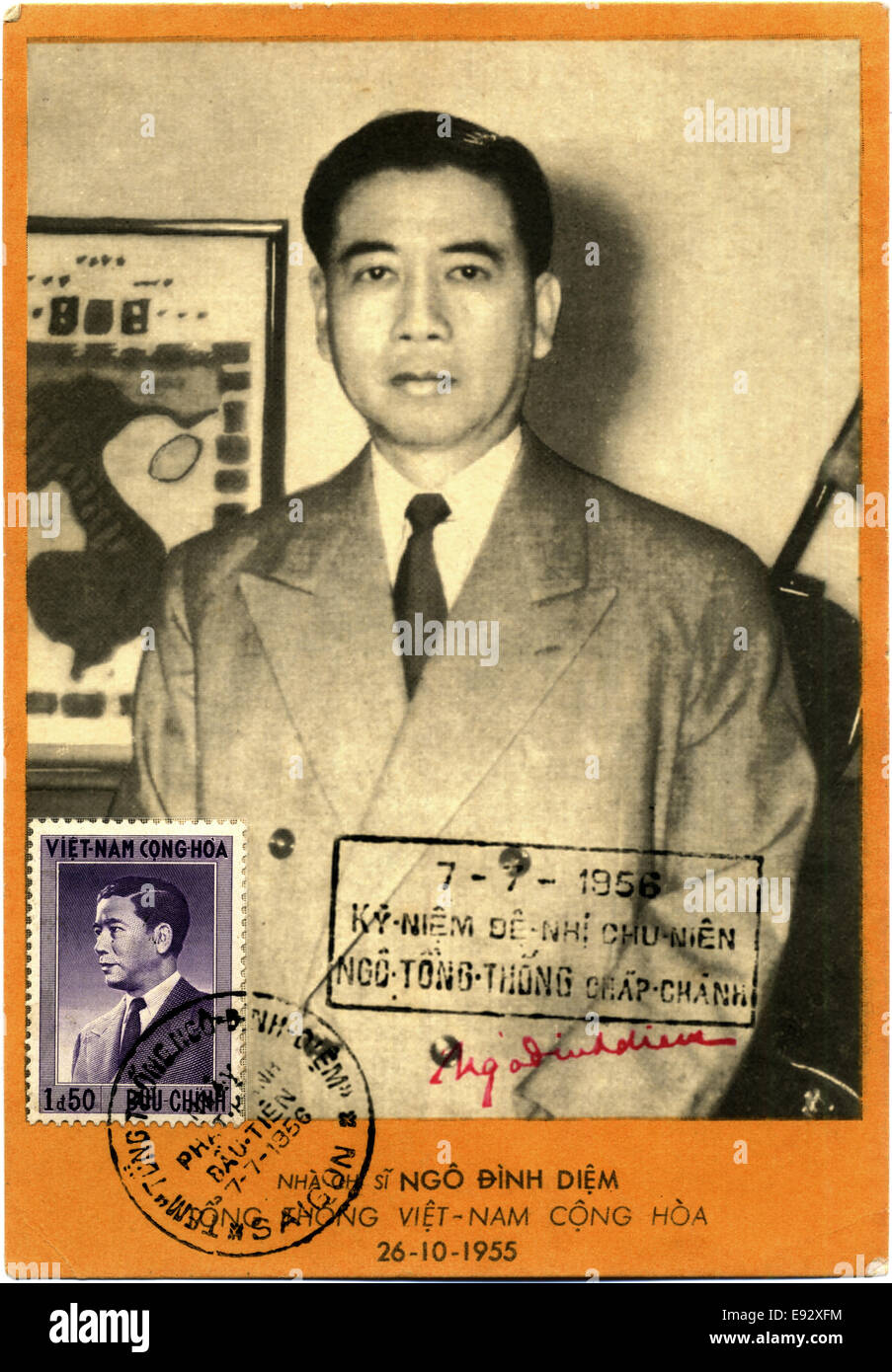 Ngo Dinh Diem (1901-1963), primo presidente del Sud Vietnam, Ritratto, cartolina, circa 1956 Foto Stock