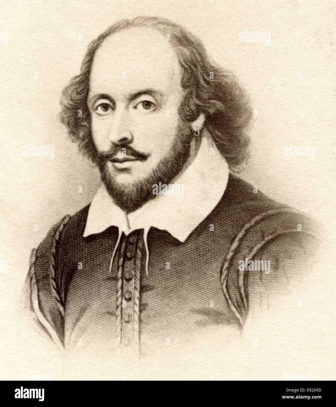 William Shakespeare (1564-1616), poeta inglese, drammaturgo e attore, ampiamente riconosciuto come più grande drammaturgo, Ritratto Foto Stock