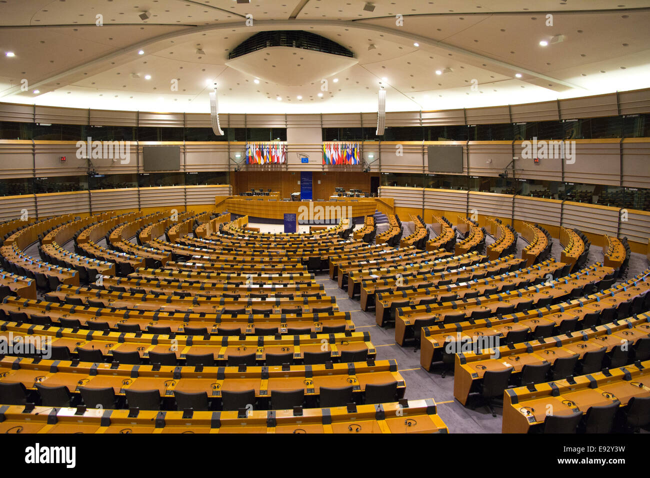 Il Parlamento europeo camera (camera di discussione) a Bruxelles. Foto Stock
