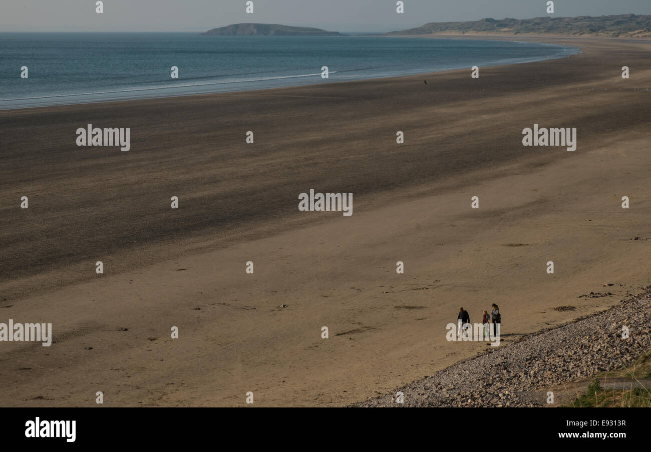 Rhosili,Rhossili,Rhossilli, baia Llangenneth langenneth,beach,Worm testa,del worm, Gower Peninsula, Swansea,Swansea County, Galles Foto Stock