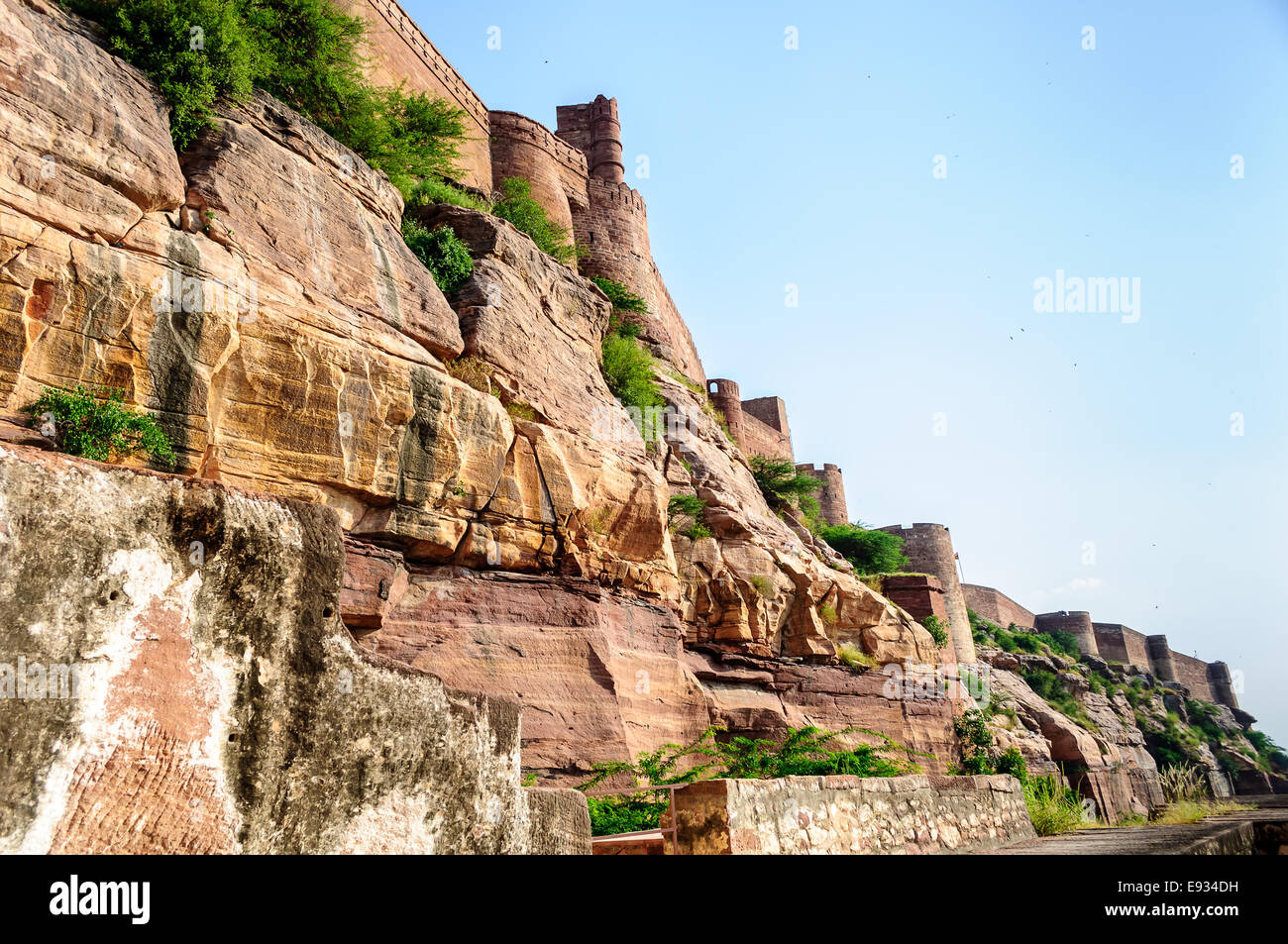 Diverse parti del Forte Mehrangarh, Rajasthan, Jodhpur, India Foto Stock