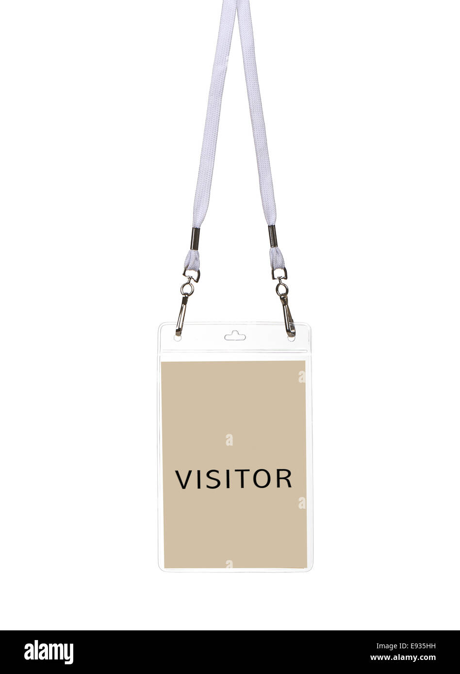 ID di protezione di Pass per il visitatore contro uno sfondo bianco Foto Stock ID di protezione di Pass per il visitatore contro uno sfondo bianco Foto Stock
