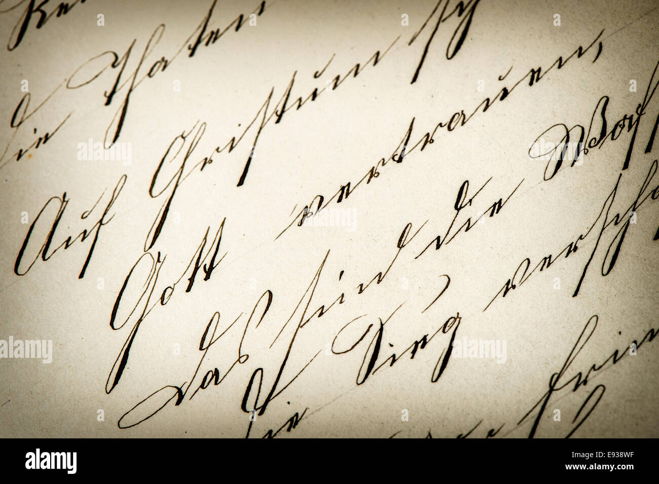 La grafia vintage. antico manoscritto. invecchiato lo sfondo della carta. stile retrò tonica foto Foto Stock