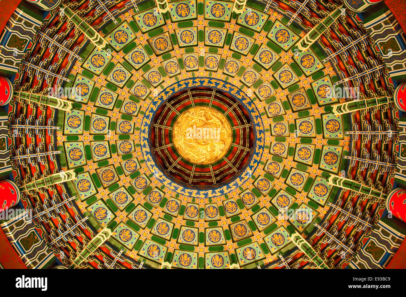 Chiudere orizzontale fino interno della Sala della Preghiera per un buon raccolto, Pechino, Cina Foto Stock