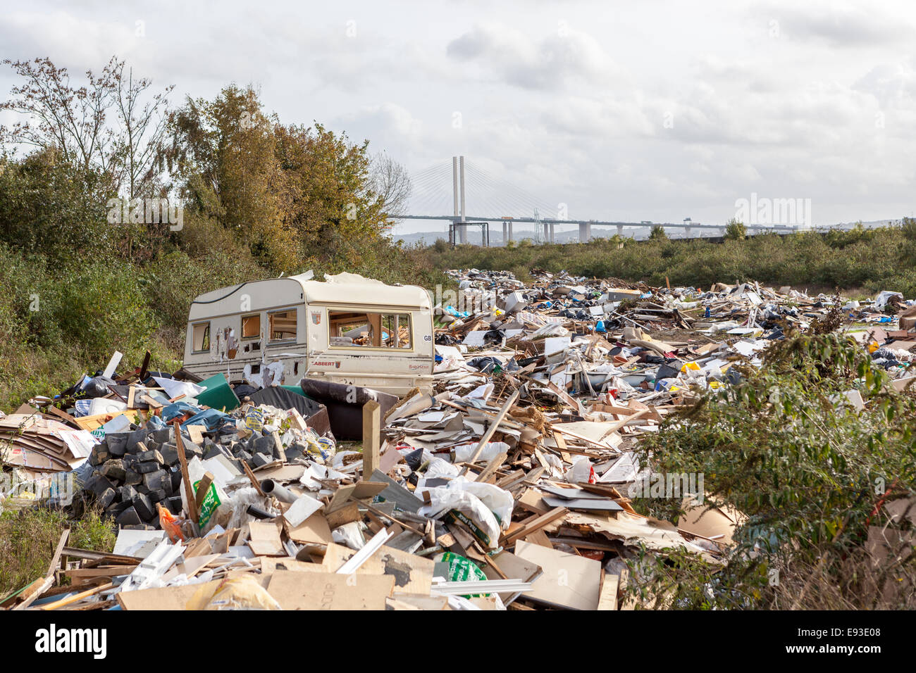 Recentemente demolito il viaggiatore sito nel quartiere londinese di Havering Foto Stock
