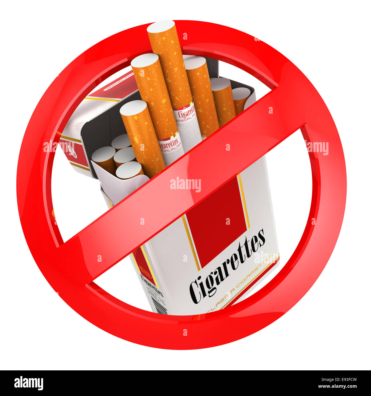 Vietato fumare. bianco su sfondo isolato. 3d Foto Stock