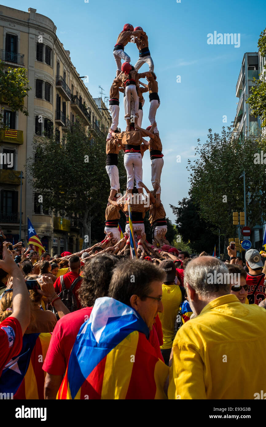 Fotografie di marzo per indipendenza catalana tenutasi a Barcellona nel mese di settembre 11 2014. Foto Stock
