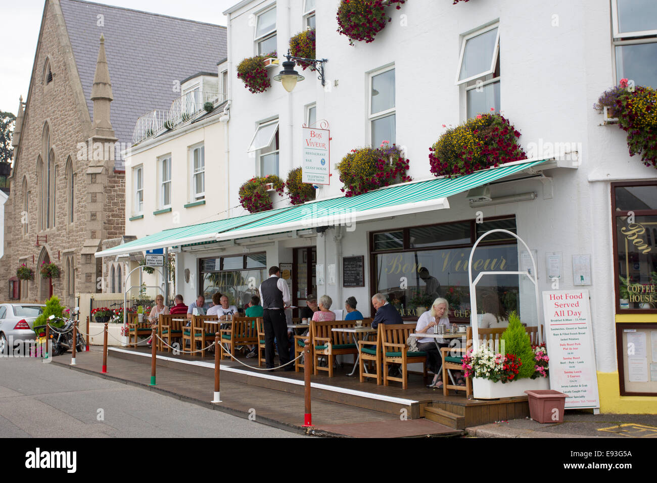 Bon Viveur Ristorante Bar & Guest House Saint Aubin o St Aubins porto canale isola di Jersey. Foto Stock