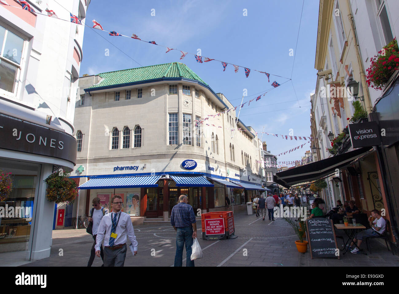 Stivali Jersey St Helier Queen Street St Helier Jersey Isole del Canale Foto Stock