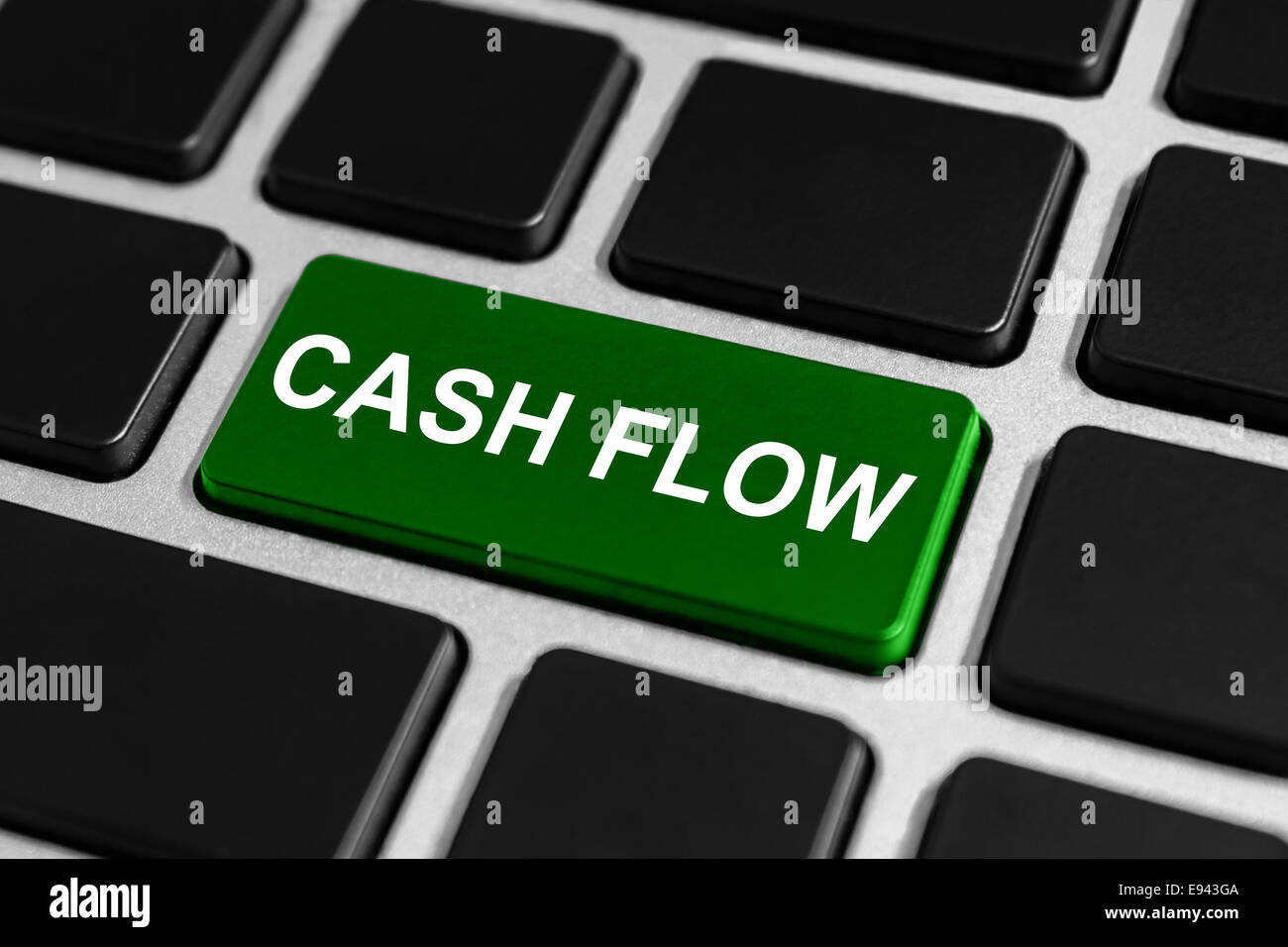 Flussi finanziari pulsante verde sulla tastiera, il concetto di affari Foto Stock