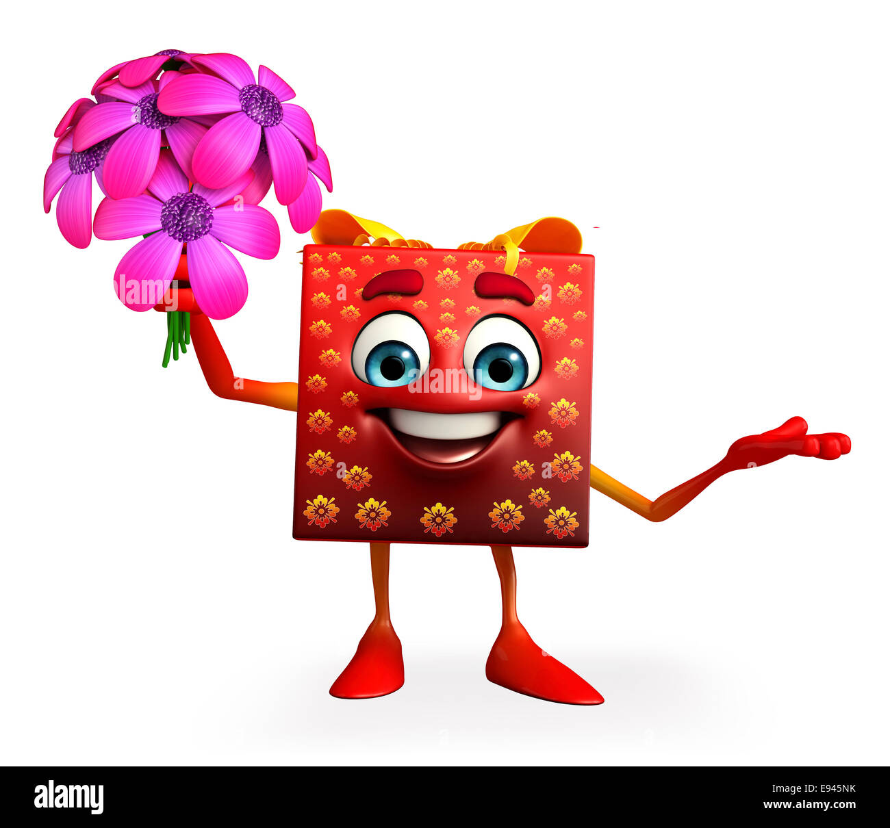 Cartoni animati della confezione regalo con fiori Foto stock - Alamy