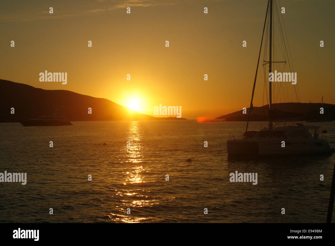 Un bel tramonto spegnere il Caraibi isola di Virgin Gorda Foto Stock