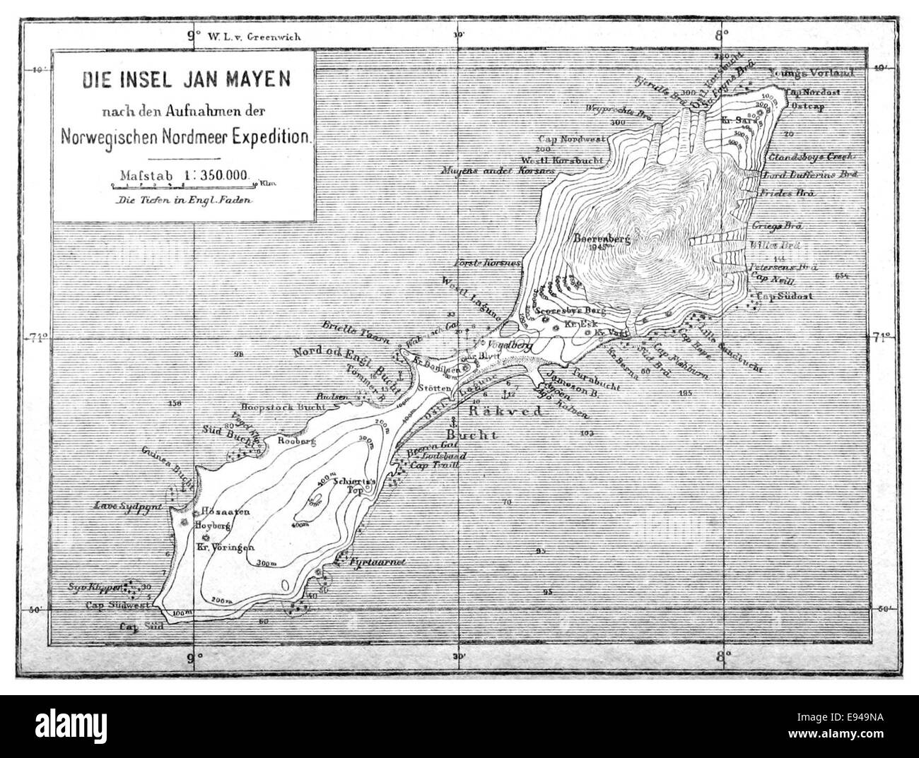 CHAVANNE(1884) MAPPA DI JAN MAYEN Foto Stock