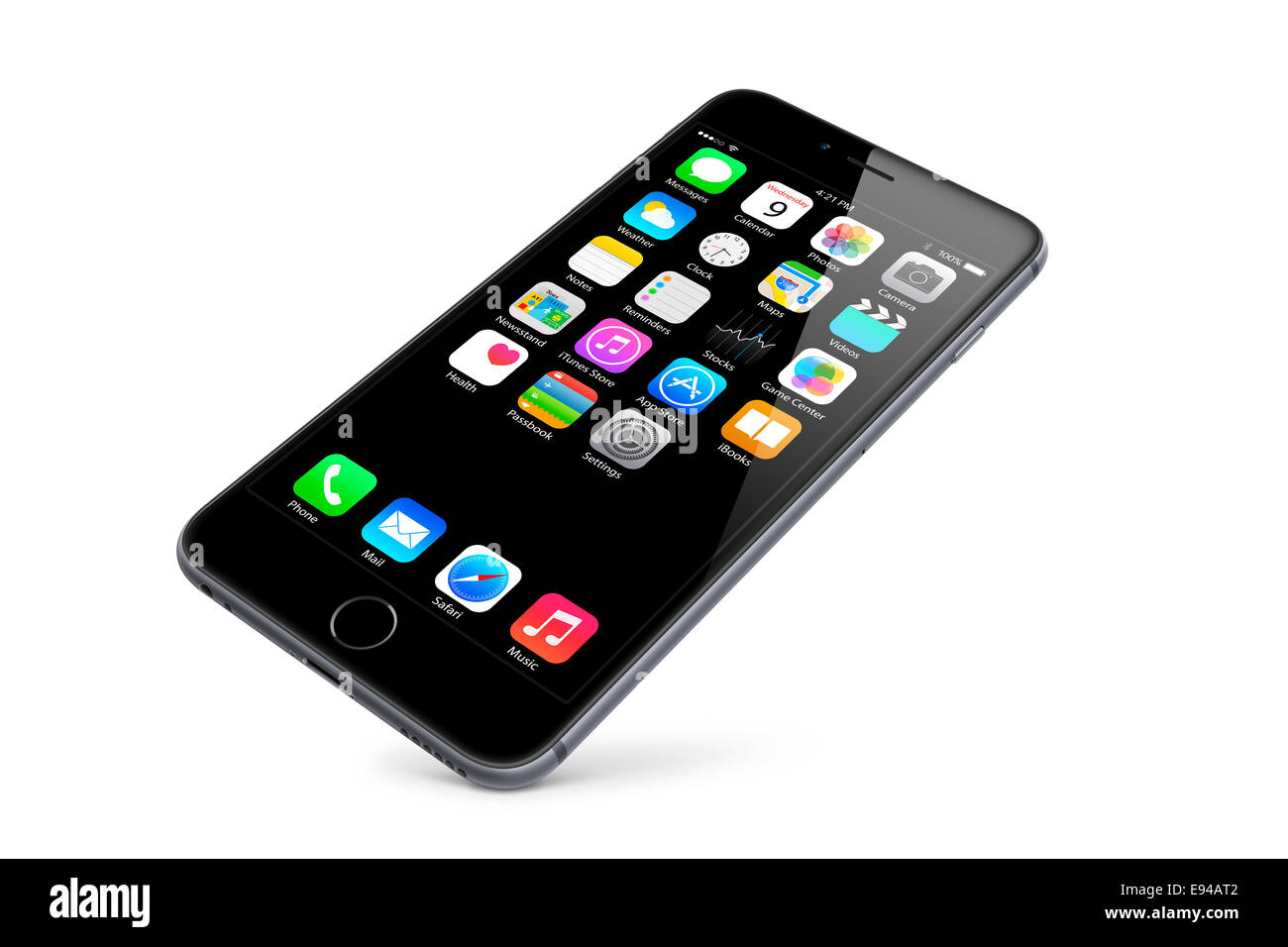 Generati digitalmente immagine del telefono cellulare, il nuovo iphone 6  spazio grigio con le app ios (8), sullo sfondo bianco Foto stock - Alamy