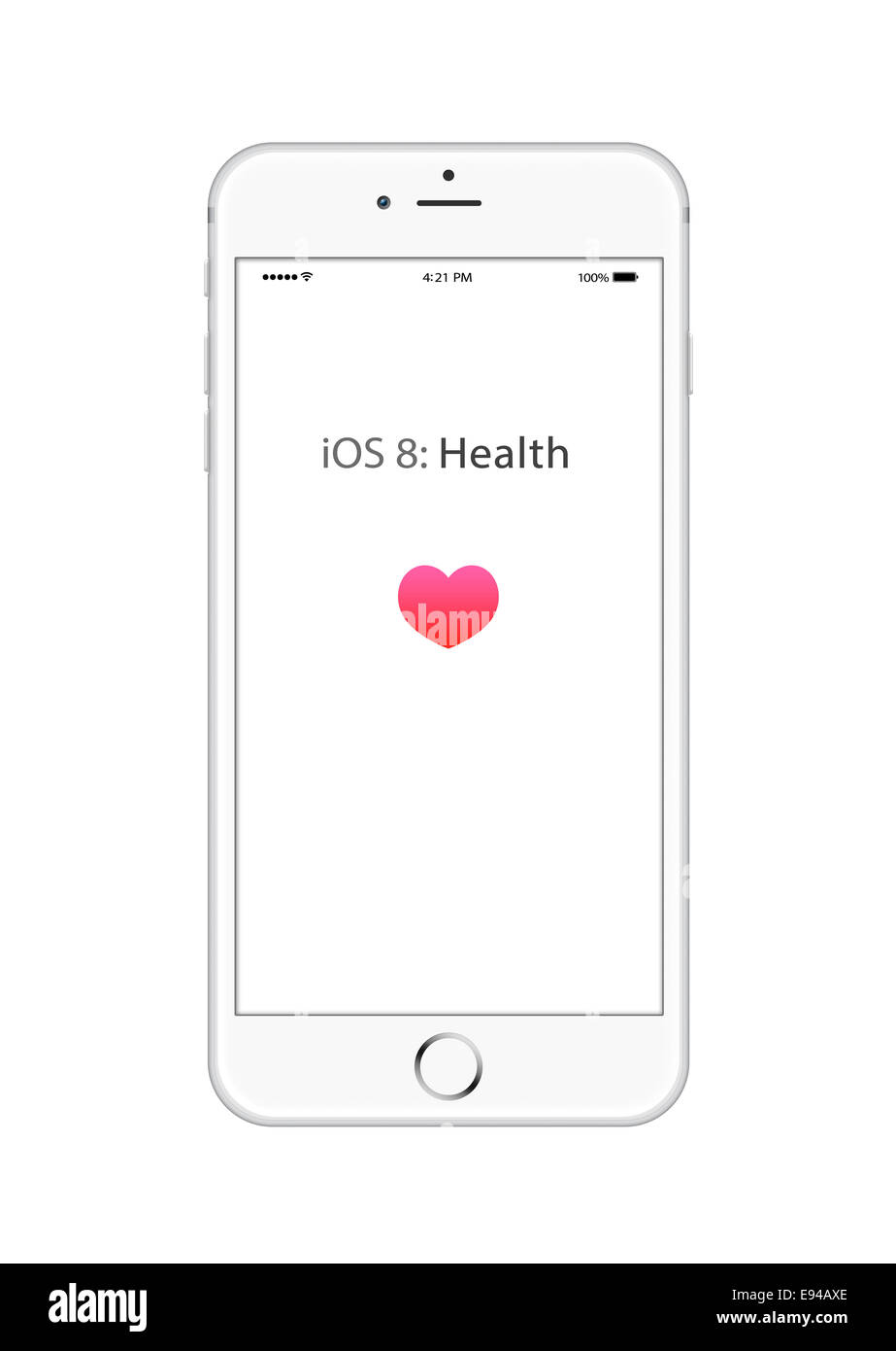 Iphone 6 in argento con ios 8 salute schermo app, generati digitalmente da opere d'arte. Foto Stock
