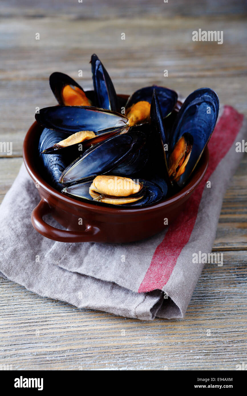 Cozza blu in gusci di frutti di mare , Foto Stock