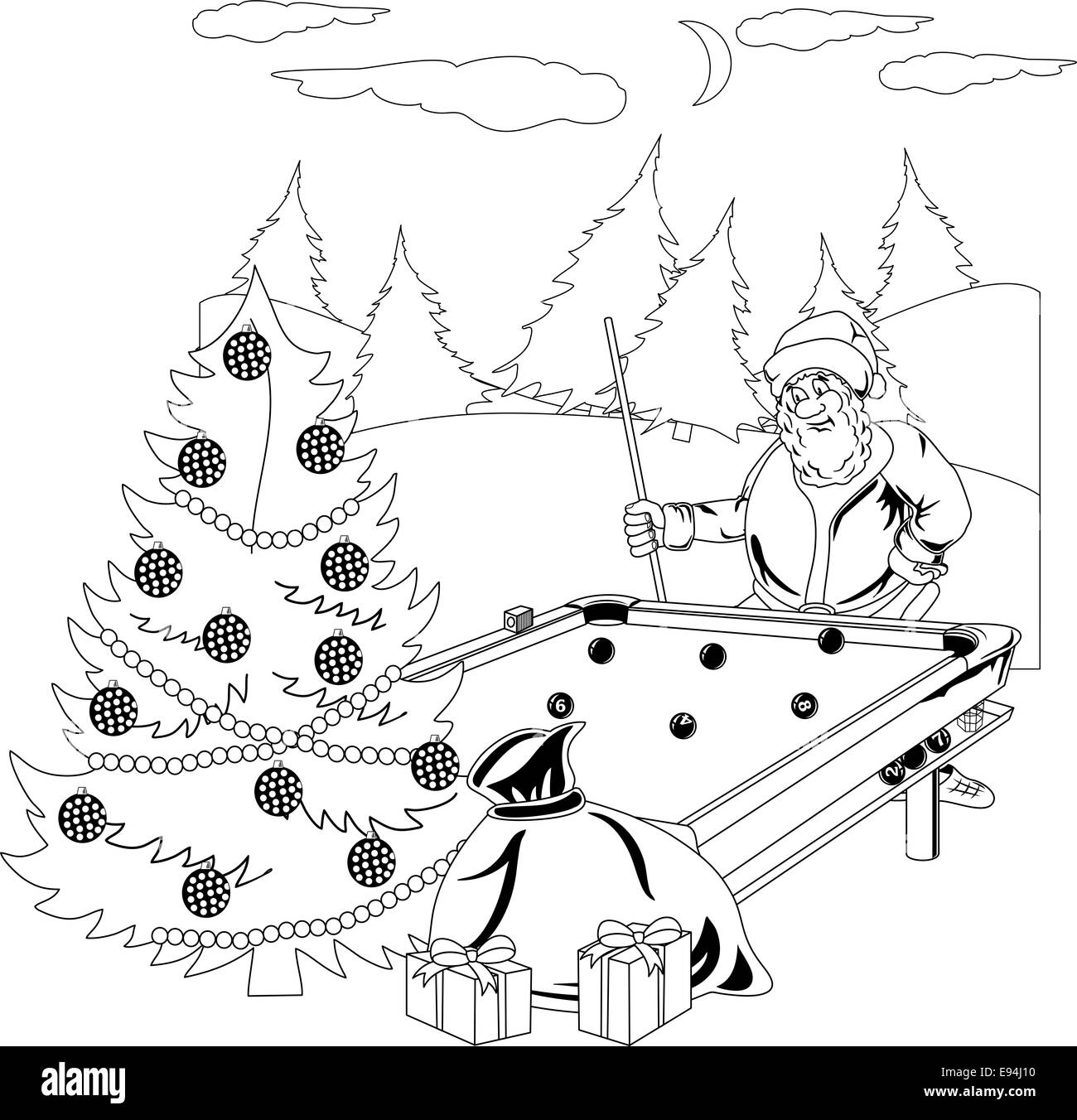 Babbo Natale giocare biliardo Foto Stock