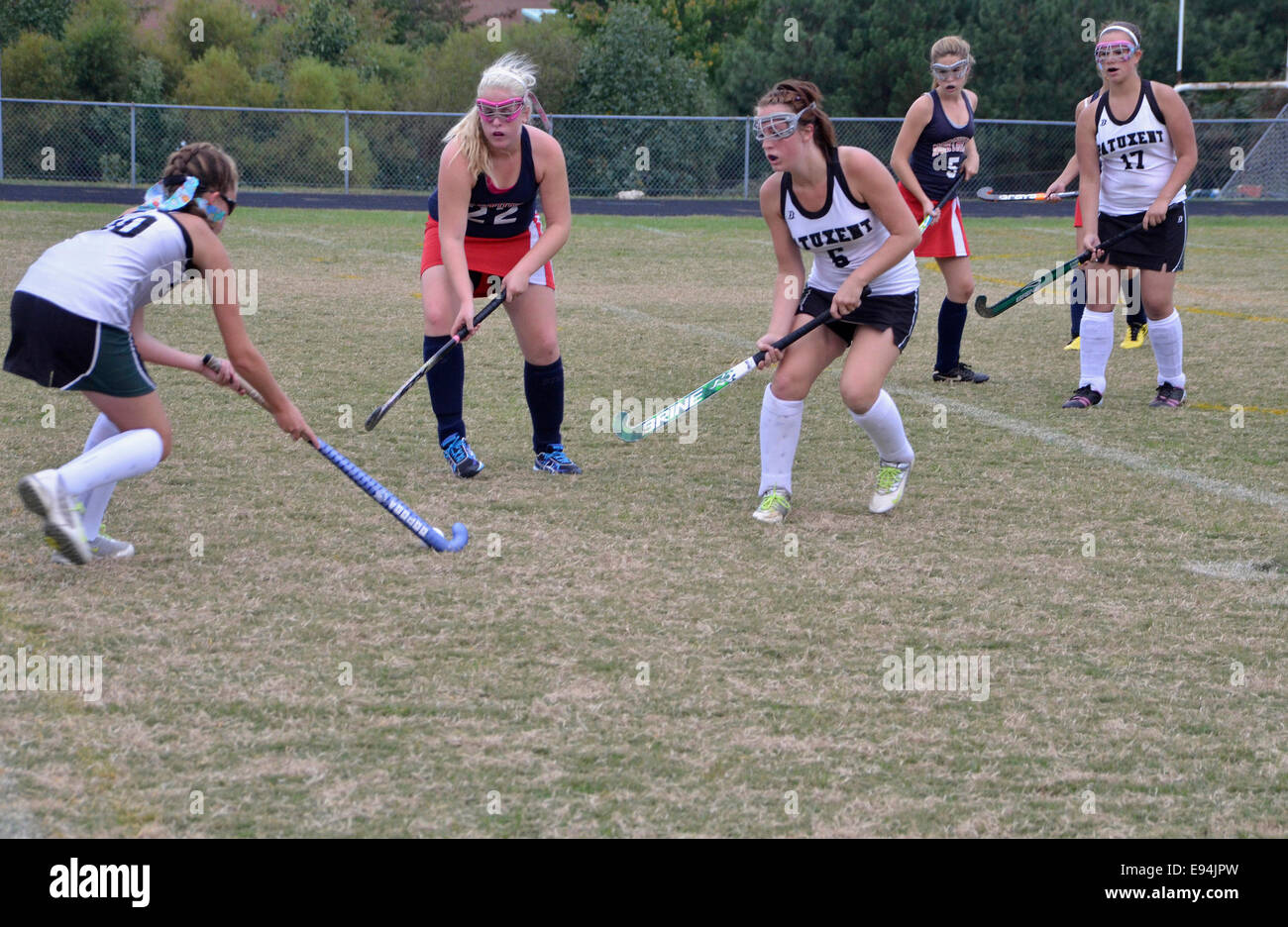 Le ragazze di alta scuola Campo di hockey in Solomon's Island, Maryland Foto Stock