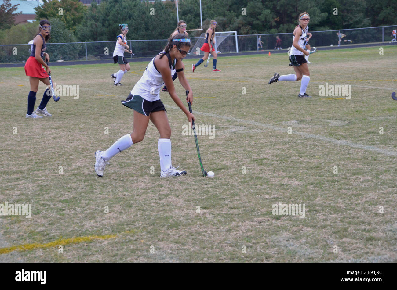 Le ragazze di alta scuola Campo di hockey in Solomon's Island, Maryland Foto Stock