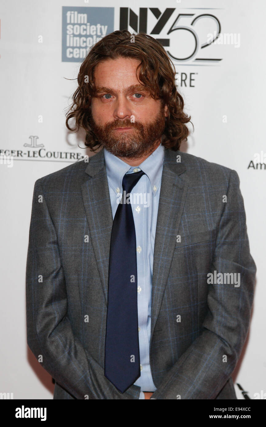 Zach Galifianakis assiste il "Birdman o l'inaspettato virtù dell' ignoranza" premiere al New York Film Festival. Foto Stock