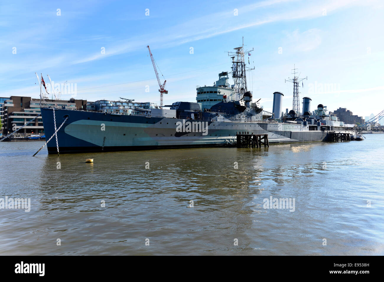 HMS Belfast, Royal Navy incrociatore leggero, nave museo, fiume Thames, London, England, Regno Unito Foto Stock