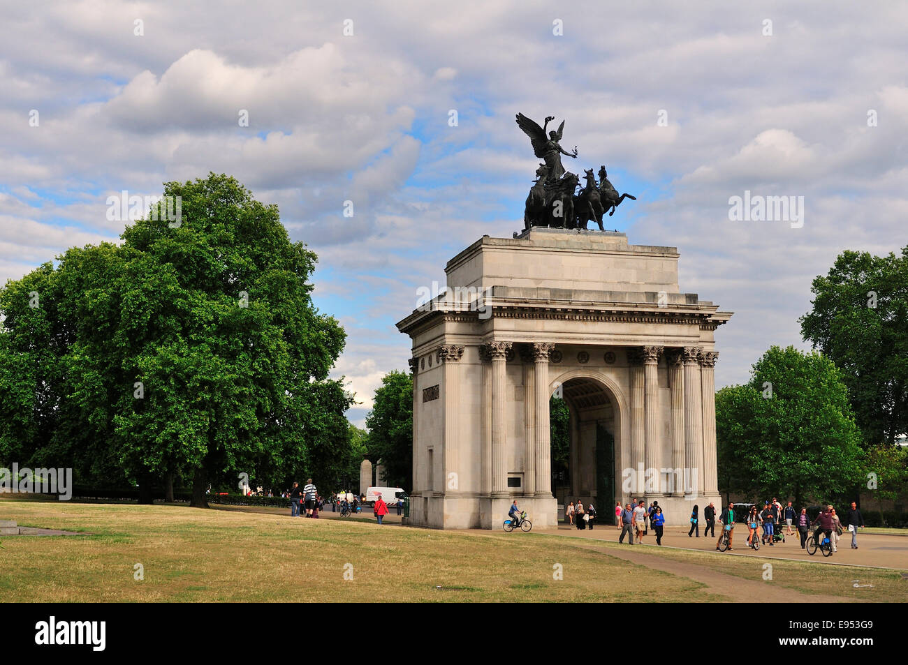 Wellington Arch, Hyde Park City of Westminster, Londra, Inghilterra, Regno Unito Foto Stock