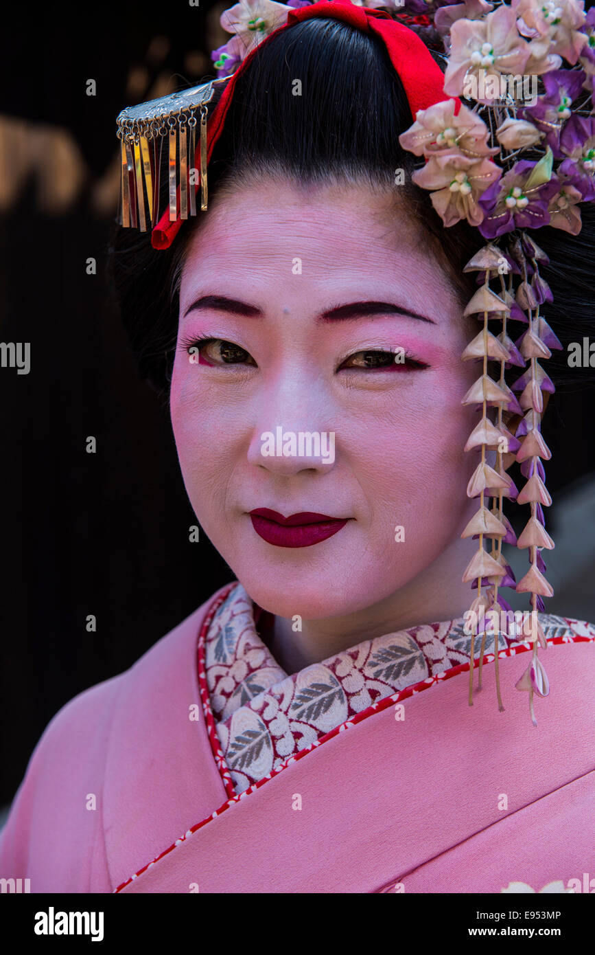 Tradizionalmente condita Geisha, Kyoto, Giappone Foto Stock