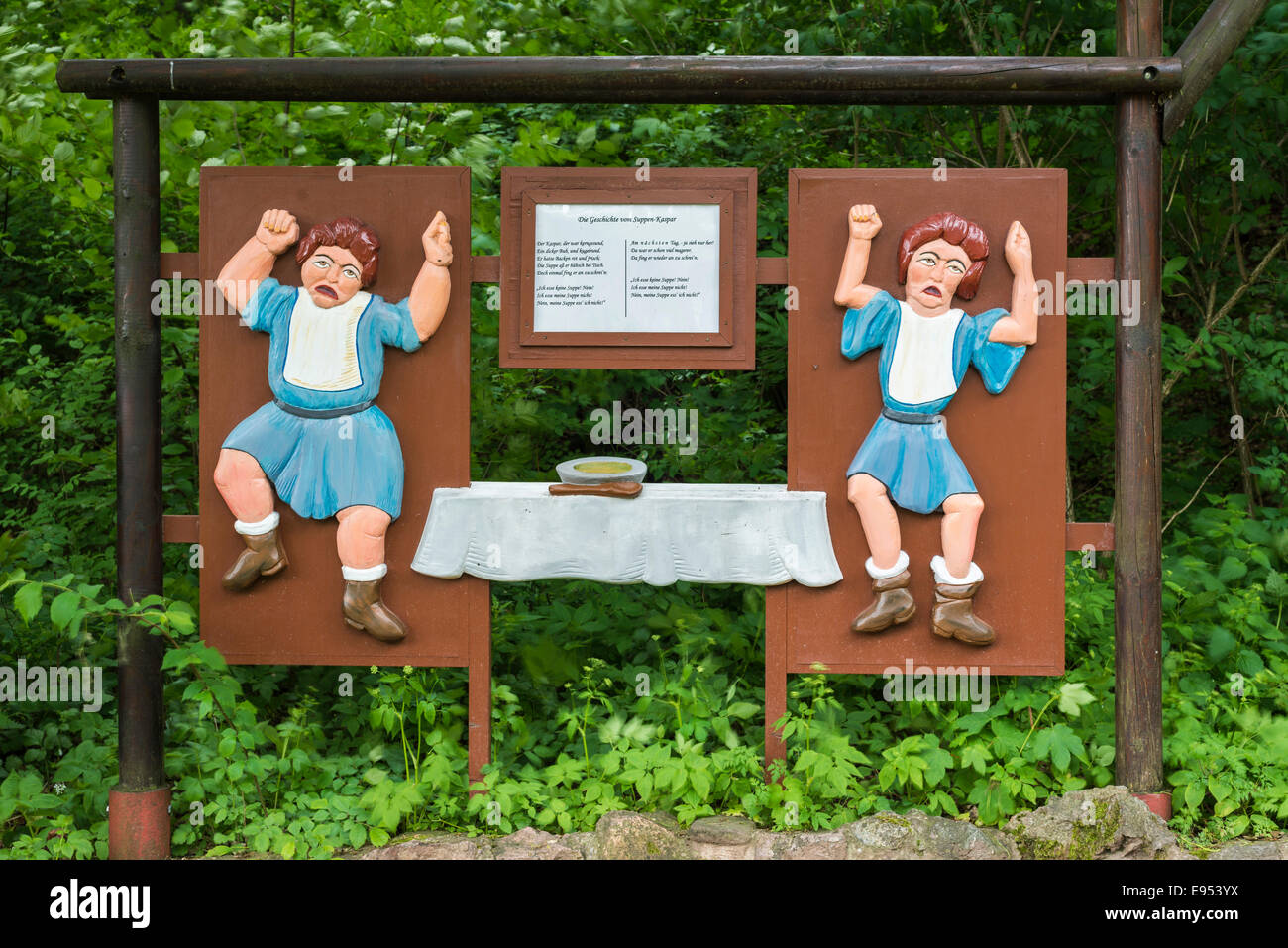 I caratteri da 'La storia dell'Soup-Kaspar", dalla "truwwelpeter' libro per bambini da Heinrich Hoffmann Foto Stock