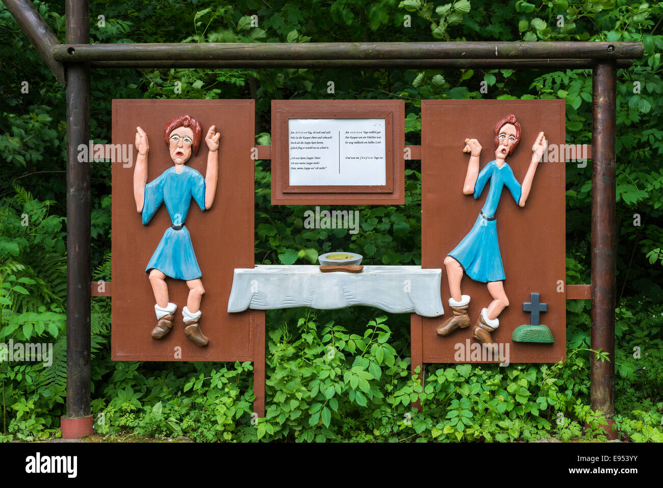 I caratteri da 'La storia dell'Soup-Kaspar", dalla "truwwelpeter' libro per bambini da Heinrich Hoffmann Foto Stock