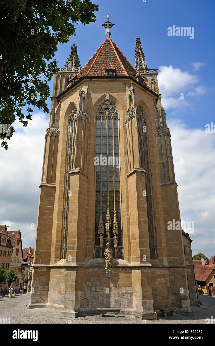 Oriente coro di San Giacomo è la Chiesa, 1311-1484, Rothenburg ob der Tauber, Media Franconia, Baviera, Germania Foto Stock
