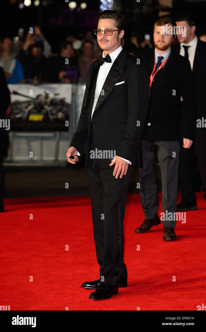 Brad Pitt arriva per la premiere di furore. Foto Stock